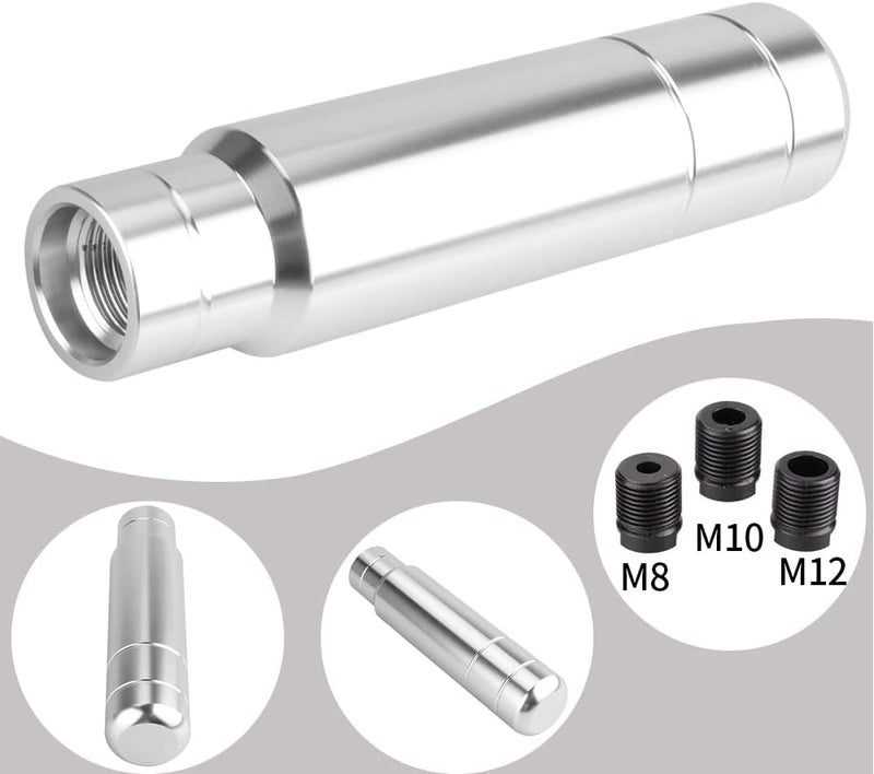 BARTOO Aluminum Weighted Manual Shift knobs, Long Stick Shift Knob Gear Shifter Knobs, Car Accessories Lever Cover Head Universal Shifter Knobs with 3 Threaded Adapters (Silver) - Image 4